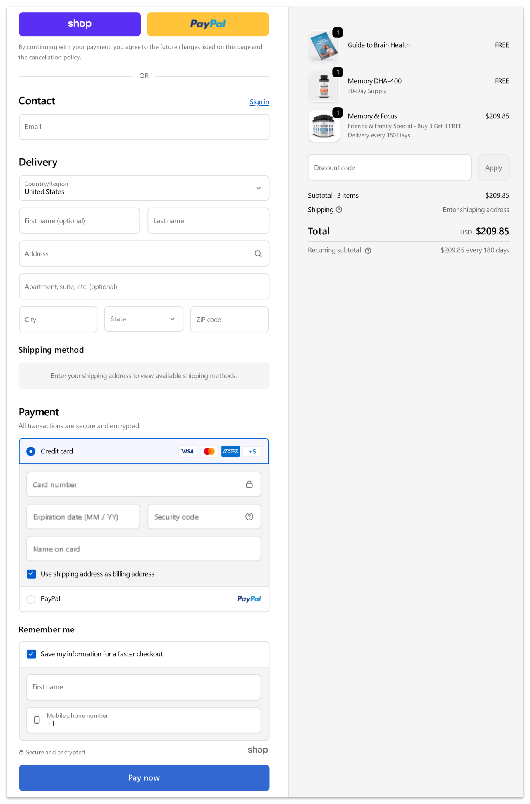 NeuroQ checkout page.